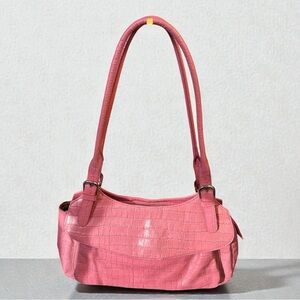 Maxx New York Rose Croc-Embossed Shoulder Bag